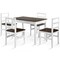 Walnut- White 5 Piece Solid Wood Dining Set for Small Kitchen and Dining Room